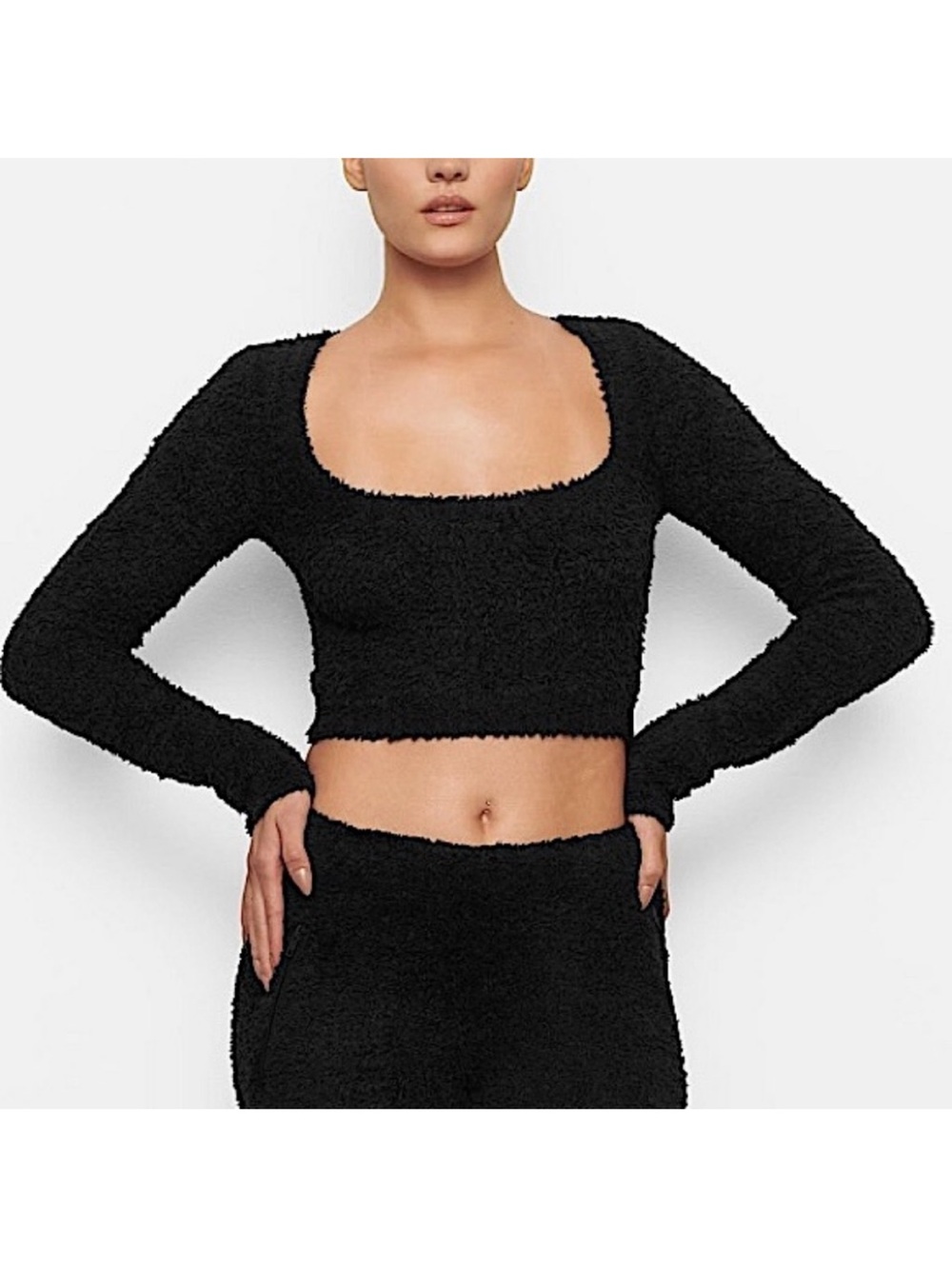 SKIMS Cozy Scoop Neck Crop Top Fuzzy Sweater Size XS/S NEW